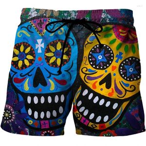 Men's Shorts Hawaiian Funny Skull 3D Printed Beach Hip Hop Goth Skeleton Graphic Short Pants For Men Vacation Y2k Boy Trunks Trousers