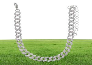 Women Anklets 8MM Iced Out Bling Cz Miami Cuban Link Chain Rose Gold Pink Silver Color Hip Hop Fashion Jewelry 220704208i7131479