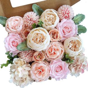 Dekorativa blommor Artificial Rose Box Fake Roses w/stam för DIY bröllop buketter centerpieces arrangemang fest hem dekorationer