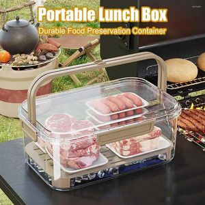 Servis fruktbox färskt maka förvaring bärbar handtag design container camping picknick transparent mellanmål