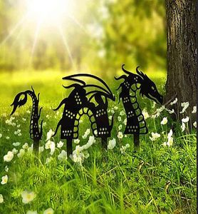 Garden Art Art Dragon Palicy Dekoracje akrylowe wstawienie posągu Wystrój do ogrodowego podwórka Dekor dan Manor Black Garden Dekoracja Q0819206695