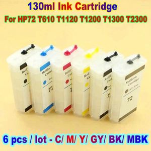 Ink Refill Kits 72 Cartridge For Printer Cartridges Refillable With Auto Reset Chip Device Tool T1100 T1300 T2300 T1120 130ML