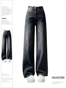 Jeans femininos Mulheres negras góticas y2k folggy vintage 90s estéticos calças de cowboy de grande porte harajuku emo calças denim