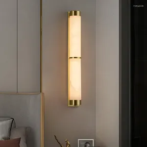 Lampa ścienna nordycka luksusowy cylindryczny miedziany marmur LED żyrandol miedziany miedziany salon sypialnia