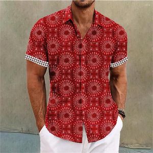 Мужские повседневные рубашки 2024 Летняя рубашка гавайская пуговица с короткими рукавами с коротким рукавом винтаж -манжеты на открытом воздухе дизайнер моделей