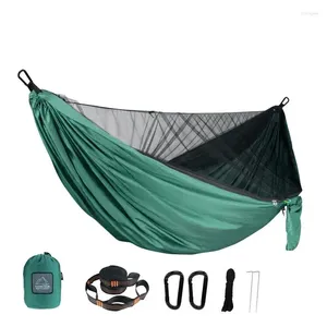 Lägermöbler Portable Quick Setup 290 140 cm Travel Outdoor Camping Hammock Hanging Soving Swing Bed with Mosquito Net