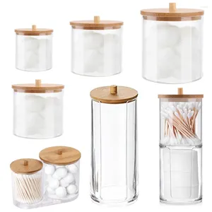 Storage Boxes Acrylic Box With Lid Qtip Holder Dispenser Clear Plastic Jar Makeup Organizer Bathroom Canister Organization