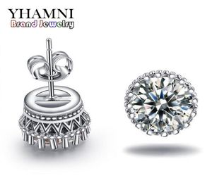 Yhamni New Arrima Sell Super Shiny Diamond 925 Sterling Silver Ladies Stud Crown Earrings Jewelry Whole E1003468954
