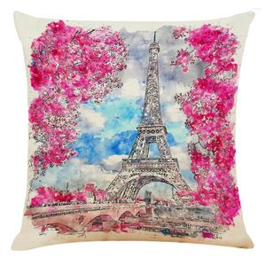 Cuscino colorato colorato eiffel tower coprone in cotone sedia lino di divano letto auto