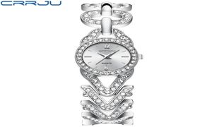 CWP 2021 Women Watches Crrju Reloj Mujer Classic Fashion Bling Diamond Armband Dress Wristwatch For Ladies rostfritt stål Clock3107072