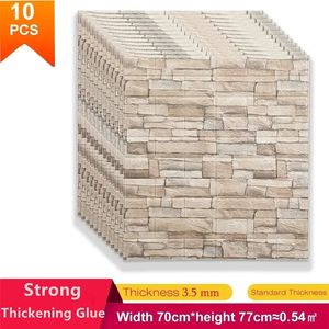 10 szt. Strumienie z skórki 3D i ścienne do domu Wodoodporna Wodoodporna Piana Winyl PVC 70x77cm Panele samoprzylepne Tapeta 240420