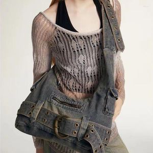 Torby na zakupy 2024 y2k modne kobiety zabytkowe jeansowe punkowa torba na ramię streetwear torebka torebka retro gotyc