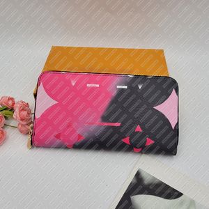 Vintage Wallet Geldbeutel Taschen Mode Münze Geldbörsen Rucky Wallet Gradientenabdruck Leder Geldbörsen Luxus Lange Frauen Brieftaschen geprägt Blumendesigner Clutch Bags Kartenhalter