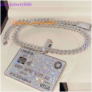 Colares pendentes Gold Gold Gold Solid Sier VVS Moissanite Diamond Iced Out Credit Card Card Drop Delivery Jóias Pingentes DHCKF