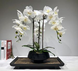 Stor konstgjord orkidéblommor arrangemang pu riktig beröring handkänsla golvbord dekoration hem hög kvalitet bukett ingen vas 2013463419
