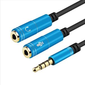 3,5 mm hörlurar Stereo Audio Mic Y Splitter, 3,5 mm Audio + Microphone till 4 Pole Jack Aux Adapter för 4 stift 3,5 mm Plug -hörlur