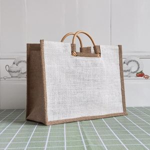 Shopping Bags Vintage Women Linen Tote Shopper Purses Large Summer Beach Handbags Portable Eco Top Handle Bag Designer 2024