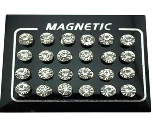 Stud REGELIN 12 Pair lot 4 5 6 7mm Round Crystal Rhinestone Magnet Earring Puck Women Mens Magnetic Fake Ear Plug Jewelry229S7871378