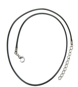 100 st/Lot Black 1,5 mm vaxläderhalsband pärlor snörsträngsliten 45 cm förlängskedja med hummerlås diy smycken tillverkning7461713