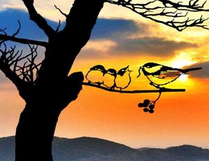 Garden Art Outdoor Metal Bird Stake Backyard Branch Yard Tree Animal Decorations4754155