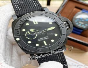 V7F 47mm 00984 A23j Automatic Mens Watch PVD Steel All Black Dial Yellow Markers Nylon Strap 3 Styles Watches Puretime F10a19725177