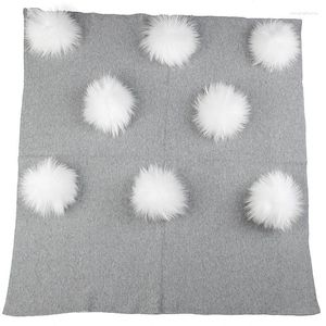 Halsdukar född baby mjuk varm ull swaddling filt resor sovande sängkläder swaddles wrap födelse gåva med 13 cm real päls pompom