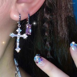 Brincos de argolas Moda Crystal Crystal Cross para mulheres Góticas Gothic Punk Hip Hop Piercing Dangle Party Jóias EH025