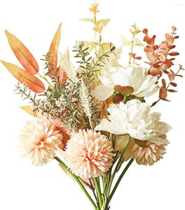 装飾的な花人工偽の植物シルクフラワーアレンジメントウェディングブーケ装飾プラスチック製の花柄のテーブルセンターピース