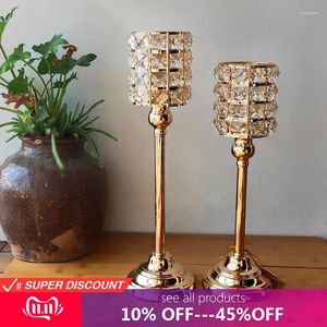 Candle Holders Rose Gold Crystal Holder Wedding Decoration Table Centerpieces Candelabra Birthday Party Home Decor