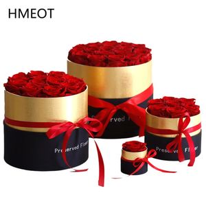 Eternal Rose in Box bevarade riktiga rosblommor med Box Set the Mothers Day Gift Romantic Valentines Artificial Flowers 240416