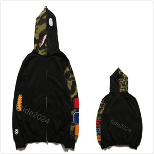 Camo Shark Hoodie Designer Hoodie Mens Hoodies Luminous Women Sweatshirts Letters Hoody Overized Cotton Zip Sweaters Hoodys broderade Cardigan Hoodys M-3XL B1