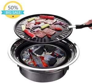 BBQ CHARCOAL GRILL Portable Household Corea Round Carbon Barbecue Camping Stufo per Outdoorindoor e Picnic 2107245981495