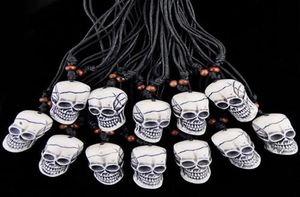 Jóias inteiras 12pcs imitação yak bone escultura halloween horror skleletton skull head pingente de colar presentes para homens mulheres0394824732