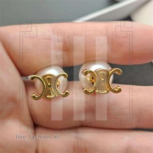 Big Pearl Celi Brand Letters Designer Earrings for Women Gold Studs Elegant Charm Diamond Double Side Ball Aretes Celinr Earings Earring Ear Rings Jewelry Gift 942