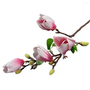 Flores decorativas práticas Flor Artificial Magnolia Orchid Ramos para o casamento denudata simulada