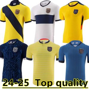 2024 Ecuador Soccer Trikot 24 25 Weltmeisterschaft Ibarra Mena Preciado Nationalmannschaft Erwachsener Herren Fußball -Hemd Männer Kinder Kit 2024 Uniform Home Away Yellow Blue Frauen Top 888888