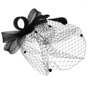 Bandanas Bridal Veil Barrettes BirdCage Wedding Fevinator Fearsators for Women Hats Black Black