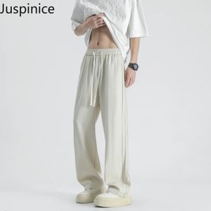 Summer Drapey Ice jedwabne spodnie Męskie proste luźne luźne osobowość High Street Long Pants Mężczyzna Ubrania męskie 240418