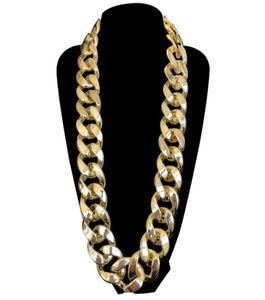 Hiphop överdriven daikin kedja hel outfit personlighet prestanda props plast imitation guld halsband nattklubb accessor1182201