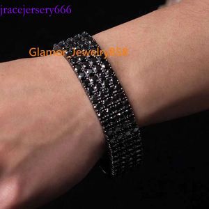 Jewelry 4 Rows with Black Plated Sier Mens Tennis Bracelet Moissanite