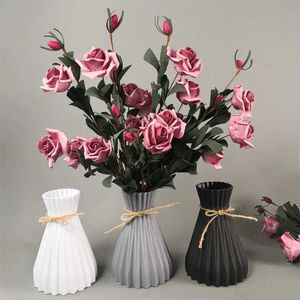 Плантеры горшки скандинавской не хрупкая цветочная ваза пластиковая ваза белая имитация керамическая корзина для цветов для цветов для цветов свадебный домашний декор