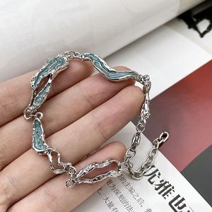 Корейский стиль Ins Trend Design Light Blue Bracelet для женщин с нерегулярной резиновой текстурой ниша высококачественные аксессуары