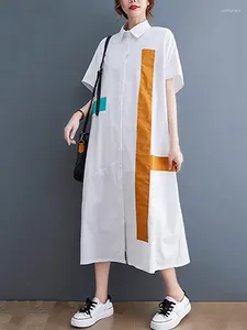 Party Dresses XITAO Simplicity Casual Shirt Dress Loose Fashion Contrast Color Patchwork Bat Wing Sleeve Summer WLD13734