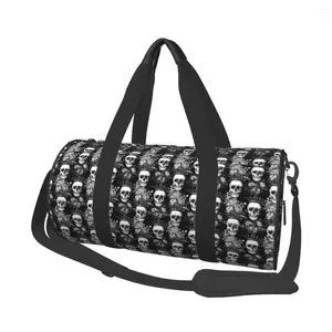 Bolsas ao ar livre Rose Crown Skull Gothic Gym Bag Horror Dark Sports com sapatos Bolsa de impressão de bagagem Fitness colorido para casal