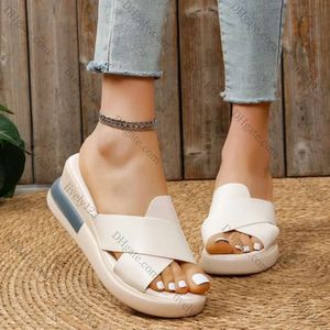 Wedge High Heels for Womens 2024 Summer New Muffin Opening and Closing Fairy Style Thick Soled Womens Shoes for External Wear 240117