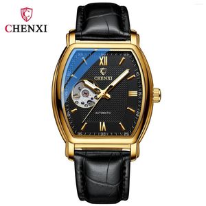 Armbanduhr Chenxi 8815a Männer mechanische Uhr High -End -High -End -Vollautomatik Mode Square Hohlhöhle wasserdicht