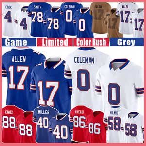 88 Maglie da calcio Dawson Knox Keon Coleman von Miller 17 Josh Allen James Cook Dion Dawkins Ed Oliver Dalton Kincaid von Miller Matt Milano Bruce Smith Kaiir Man Man