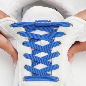 Sko delar elastiska snören sneakers ingen slips färgglada lås skosnör utan slipsar barn vuxen platt snabb skosnör för skor
