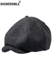 SHOWER Brand Wool Newsboy Caps Men Grey Herringbone Flat Caps Women Coffee British Gatsby Cap Autumn Winter Woolen Hats8094386