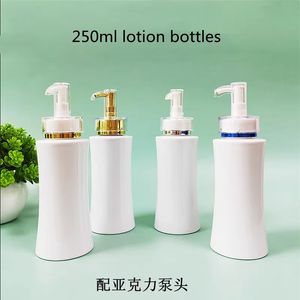20st 250 ml plastlotion Pump Bottle White Shampoo Dusch Gel Dispenser Body Spray Refillable 240425